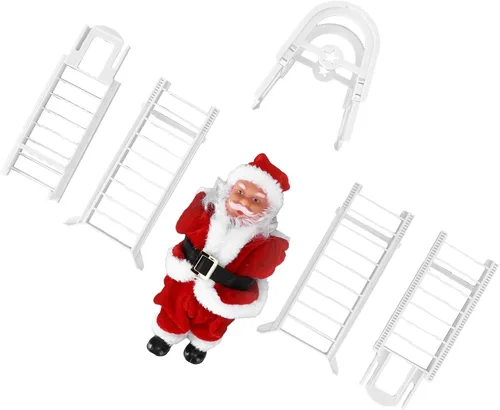 Vista 9 de Figura de Papá Noel escalador, adorno eléctrico de Papá Noel para escalar, decoración colgante de arriba y abajo, adornos para árbol de Navidad