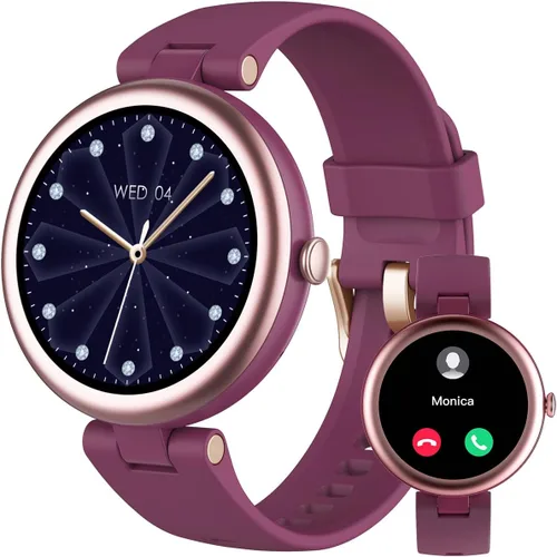 Vista 10 de Rastreador de Fitness, Relojes redondos de fitness para mujeres con Bluetooth, llamada, monitor de frecuencia cardíaca, rastreador de sueño