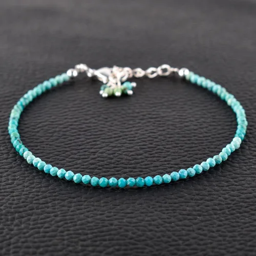 Vista 86 de Natural Gemstone Micro Round Beads Dainty Choker Bangle Bracelet, Handmade Jewelry for Women, Healing Chakra Crystals Silver Plated Chain 8 inch