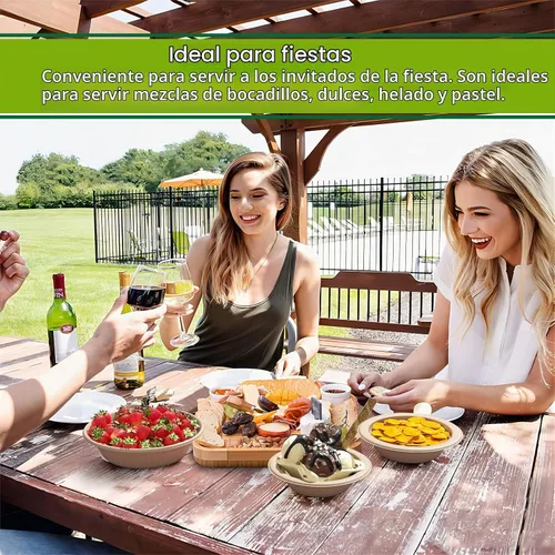 Vista 7 de Homestockplus Cuencos de papel desechables de 16 onzas, cuencos desechables pequeños y resistentes, hechos de bagazo natural para cereales, arroz