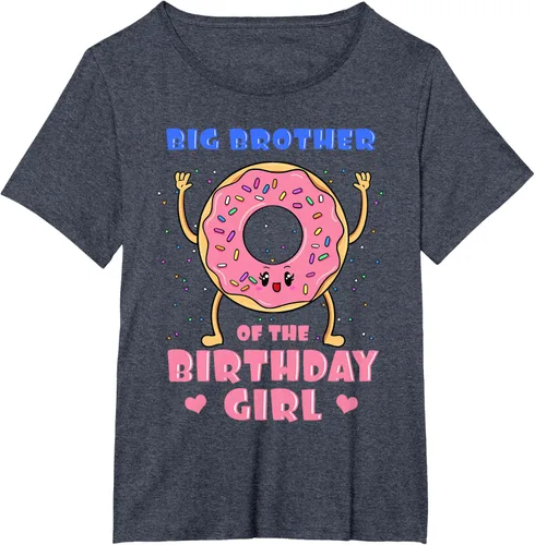 Vista 84 de Big Brother Of The Birthday Girl Donut Bday Party Bro Sib Camiseta, Negro, S