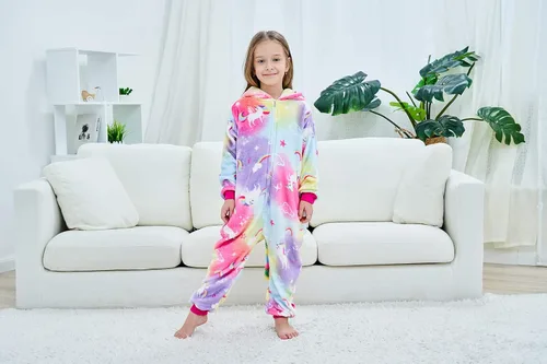 Vista 5 de Riverchan Kids Unicorn Onesie Animal Pajamas Halloween Cosplay Costume Sleepwear Gift for Girls and Boys