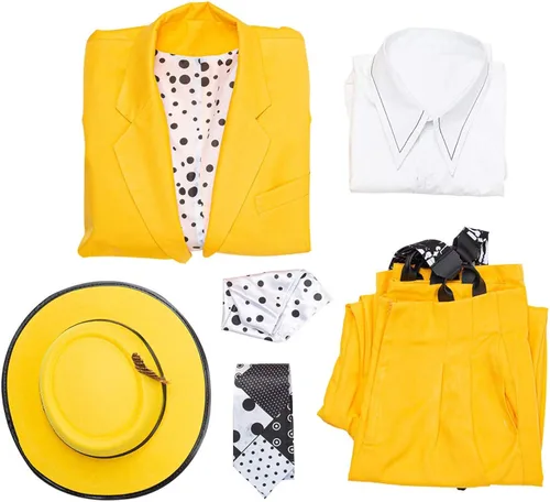 Vista 7 de Jim Carrey Cosplay traje amarillo traje de Halloween