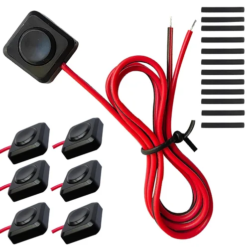 Vista 17 de Interruptor de botón momentáneo de 12 V y 24 V, cable precableado de 0,5 m y cinta de doble cara para una fácil instalación
