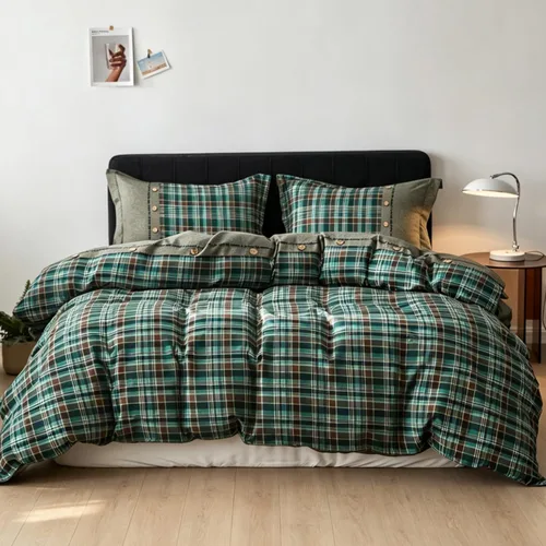 Vista 10 de Simple&Opulence Juego de funda de edredón 100% algodón con estampado a cuadros de búfalo, juego de cama de 3 piezas, incluye 1 funda de edredón y 2