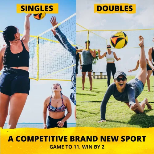 Vista 6 de CROSSNET - Red de voleibol de 4 vías con mochila de transporte y pelota - Juego de voleibol de cuatro cuadrados para adultos y niños - Juego