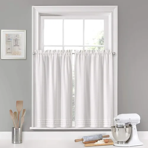 Vista 5 de VUE Kingsbury - Par de paneles pequeños para ventana de privacidad, baño, sala de estar, 52 x 24 pulgadas, color blanco