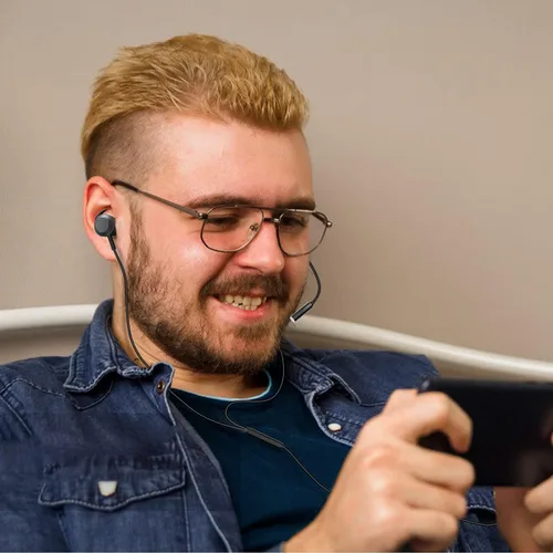 Vista 6 de Auriculares intrauditivos con cable USB C, estéreo de alta fidelidad con micrófono, micrófono con cancelación de ruido, control de volumen