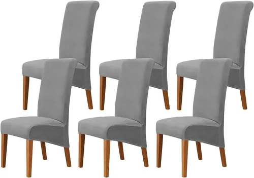 Vista 18 de Juego de 2 fundas de terciopelo para sillas de comedor, color beige, fundas elásticas para sillas de comedor y cocina, reutilizables, protector