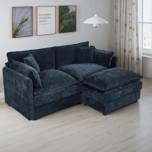 Vista 27 de Setawix Sofá Profundo de 3 Plazas con Otomana, Sofás de Nube en Forma de L de 112.2" para Sala de Estar, Sofá de Nube de Chenilla con Asiento Café