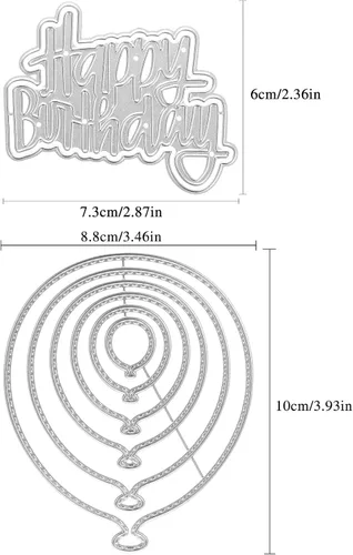 Vista 2 de Paquete de 2 plantillas de troqueles de corte de metal para cumpleaños, manualidades, manualidades, álbumes de recortes, troqueles de troqueles