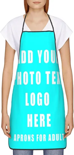Vista 7 de Delantales personalizados para mujeres y hombres, delantal unisex personalizado con su logotipo de texto y imagen