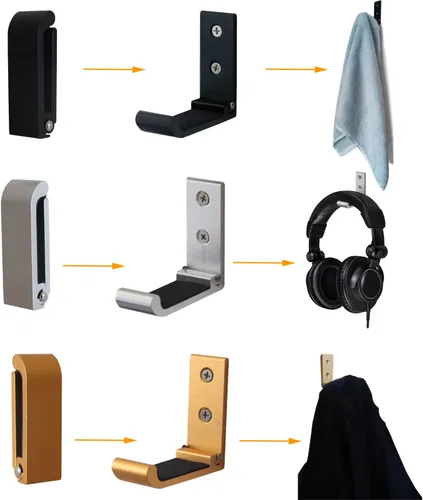 Vista 2 de Yiaizhuo 6 ganchos plegables, ganchos plegables para abrigos, montaje en pared, soporte de pared para abrigos, toallas, bolsas, sombreros