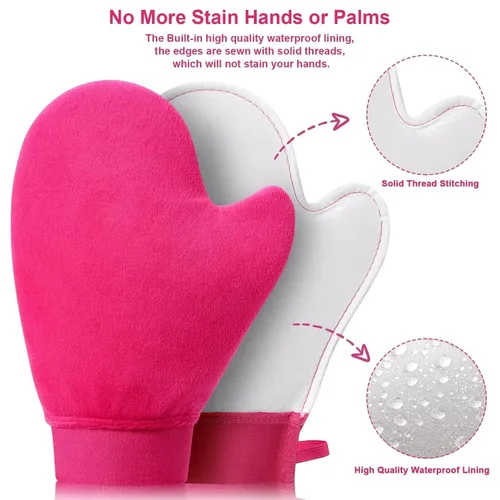 Vista 3 de Juego de aplicador de manopla autobronceadora para espalda, manopla de bronceado impermeable de primera calidad para un bronceado impecable sin sol