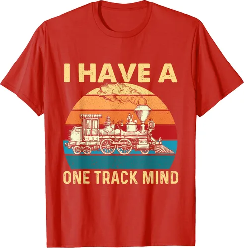 Vista 69 de Camiseta con texto en inglés "I Have A One Track Mind - Trainspotter Model Train Railroad, Negro, S