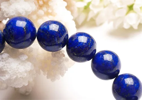 Vista 3 de Piedra-Beads Pulsera de cuentas redondas de 0.472 in con lapislázuli, color azul natural