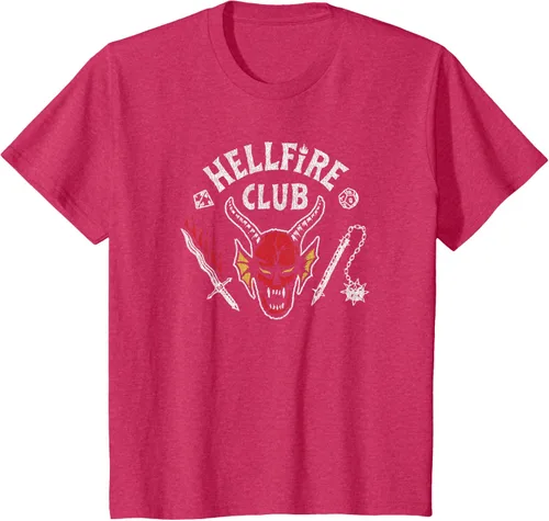 Vista 17 de Stranger Things 4 Camiseta Hellfire Club con Calavera y Armas Negro