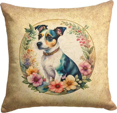 Vista 216 de Caroline's Treasures DAC2072PW1414 Affenpinscher and Flowers - Almohada decorativa de tela, lavable a máquina, para interiores y exteriores