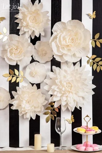 Vista 5 de Juego de hojas de papel, decoración de flores doradas para calcomanías, árbol genealógico, fotos, pared, manualidades, hojas, purpurina, mariposa