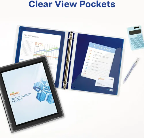 Vista 5 de Avery Flexi-View - Carpeta de 3 anillas, anillos redondos de 1.5 pulgadas, 1 carpeta negra For Everyday School, Home and Office Use, Preprinted