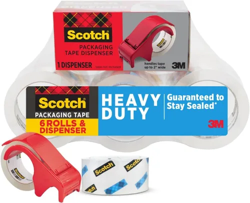 Vista 2 de Scotch Cinta de embalaje de envío resistente, 1.88 pulgadas x 54.6 yardas, núcleo de 3 pulgadas, transparente, ideal para embalar, enviar y mudar, 2