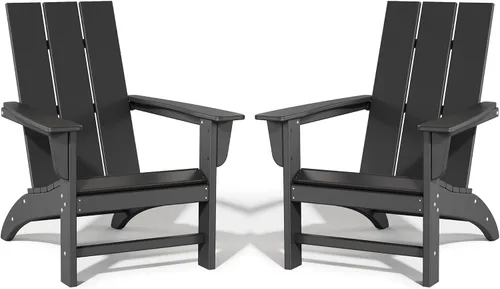 Vista 22 de Silla Adirondack de Madera Sintética Adiromoti, Sillas de Patio Resistente a Todo Clima, Aspecto de Madera, Silla Pre-Ensamblada para Fuego al Aire
