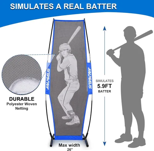 Vista 2 de Maniquí de bateo de sóftbol de béisbol, objetivo de lanzamiento, ayuda de lanzamiento para una precisión mejorada Azul