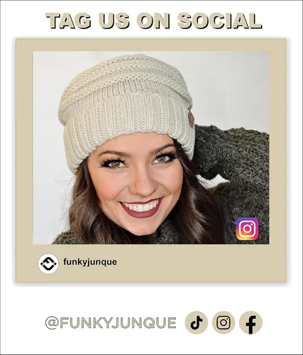 Vista 65 de Funky Junque Gorro de moda de punto trenzado de talla extragrande, grueso, abrigado, suave y holgado
