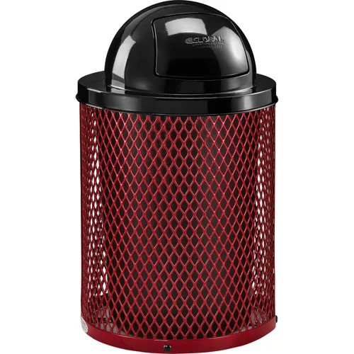 Vista 9 de Global Industrial Bote de basura comercial para exteriores de 36 galones con tapa de cúpula, forro de plástico y kit de anclaje incluido, 23-1/2
