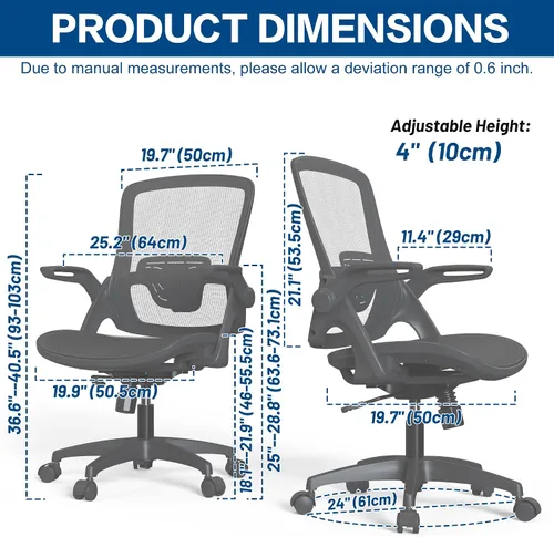 Vista 3 de Silla de oficina de malla ergonómica giratoria para el hogar, cómoda silla de computadora moderna negra con soporte lumbar ajustable, cómoda silla