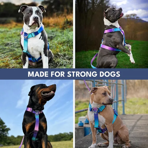 Vista 8 de Spark Paws Arnés para perro sin tirones con asa para perros grandes, arnés resistente para razas grandes y fuertes, ajustable, diseño halter