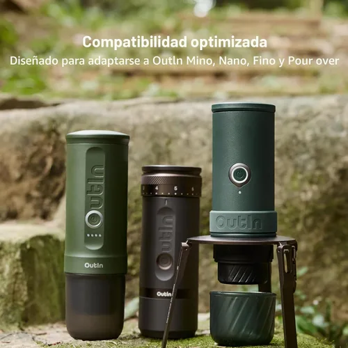 Vista 5 de OutIn Soporte de café plegable ultraportátil con mosquetón, soporte portátil estable para máquina de espresso, diseño unibody de aluminio, mosquetón