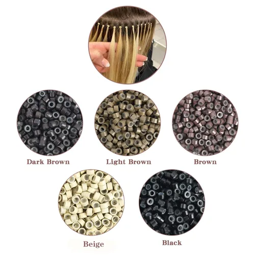 Vista 7 de Kit de herramientas de extensiones de cabello, accesorios profesionales de peluquería, 500 piezas de cuentas de microanillo, 1 alicate, 2 ganchos