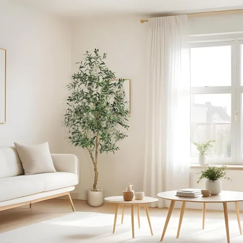 Vista 5 de FEELEAD Olivos artificiales de 7 pies para interiores con maceta