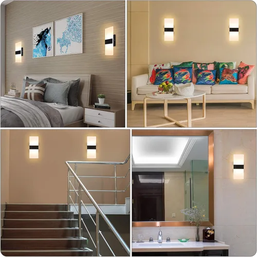 Vista 7 de Lightess Aplique de pared moderno regulable. Aplique de pared de 12W en negro, lámpara de pared interior de acrílico para dormitorio, sala de estar