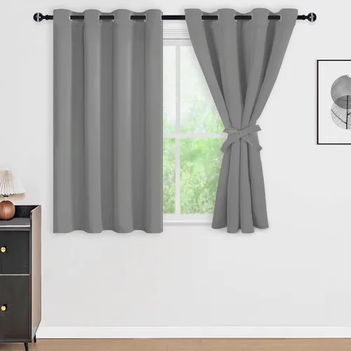 Vista 152 de DWCN - Cortinas 100% opacas para dormitorio con forro negro, cortinas de ventana de doble capa con aislamiento térmico que oscurecen toda la Azul