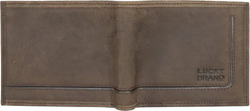 Vista 6 de Lucky Brand Bifold RFID de cuero ranurado para hombre, marrón, OSFA, Marrón
