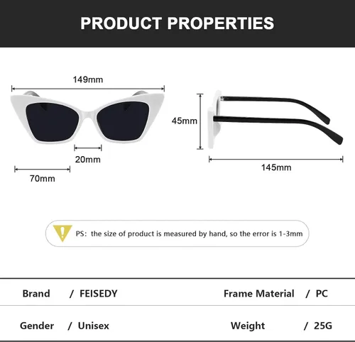 Vista 6 de FEISEDY Gafas de sol vintage Cateye Designer Shade UV400 Protección B4013, sunshine