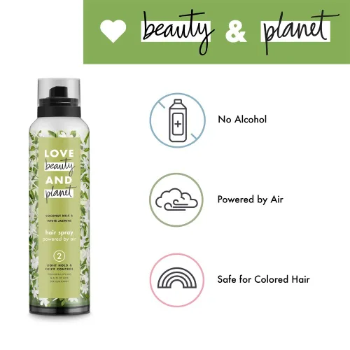 Vista 5 de Love Beauty and Planet - Aerosol para el cabello con control de encrespamiento, leche de coco y jazmín blanco, 6.8 onzas