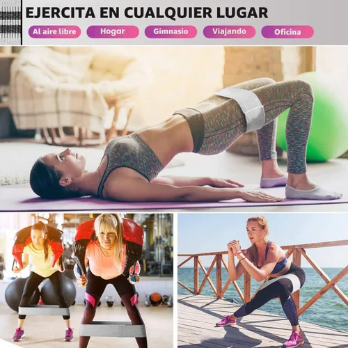 Vista 3 de Renoj Resistance Bands for Working Out: 3-Set Professional Exercise Bands for Pilates, Yoga, Home Gym, Booty, Leg Training Heavy/Medium/Light