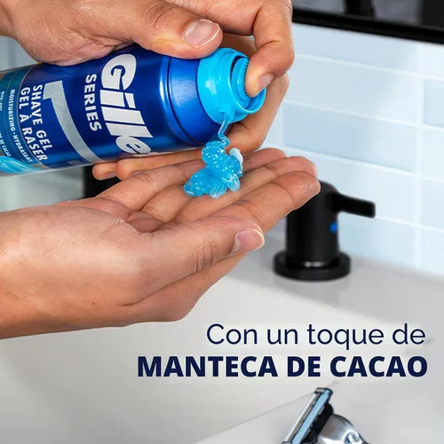 Vista 4 de Gillette Gel de afeitado hidratante Series 3X, 6 unidades, 7 onzas cada uno, lubricación para proteger contra la irritación, azul-blanco, 7 onzas