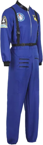 Vista 2 de Jutrisujo Disfraz de astronauta para adultos, traje espacial para hombre, traje espacial explorador, traje de vuelo para cosplay, Halloween