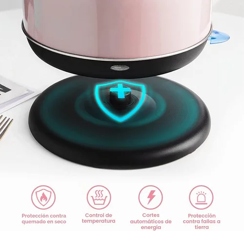 Vista 5 de Caldera de temperatura eléctrica, de acero inoxidable de 2 litros, con termómetro para té y café, 1200 W, apagado automático, protección contra