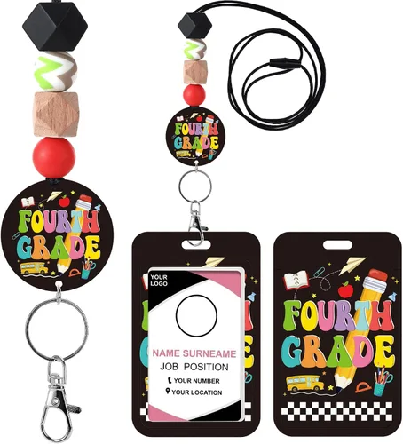 Vista 17 de Cordones para Profesores para Tarjetas de Identificación - Llavero Bohemio de Silicona con Cuentas Separables, Accesorios para Mujeres, Lindo