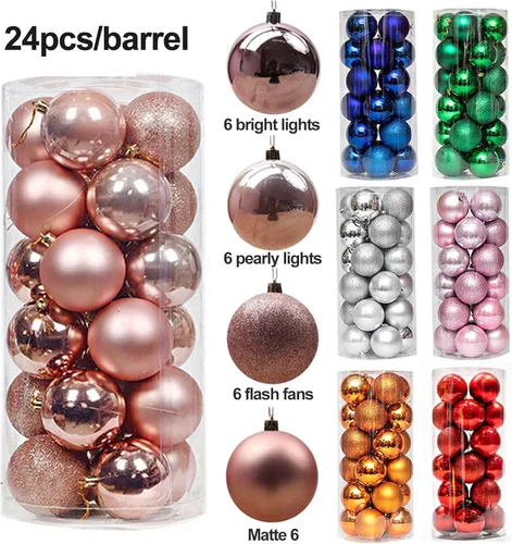 Vista 4 de 24 bolas decorativas de Navidad para árbol de Navidad, adornos de bolas inastillables de Navidad, bolas colgantes de Navidad para decoración