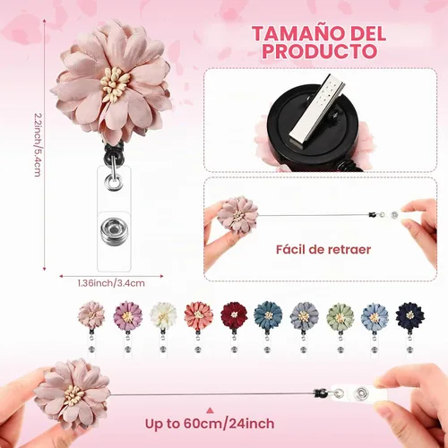 Vista 2 de Boao 10 soportes retráctiles para tarjetas de identificación con clip de cocodrilo con clip de cocodrilo para tarjetas