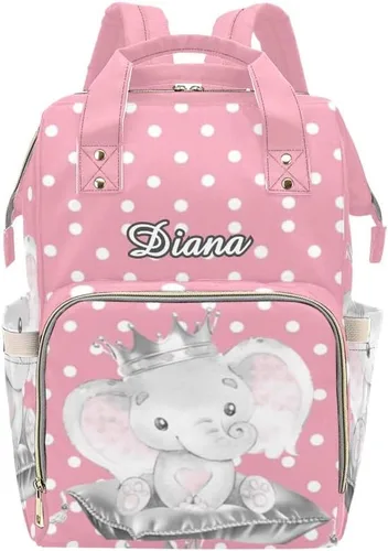 Vista 8 de XOZOTY Mochila de pañales de dibujos animados de vaca linda con nombre para hombres y mujeres de enfermería personalizada bolsas de bebé hombro