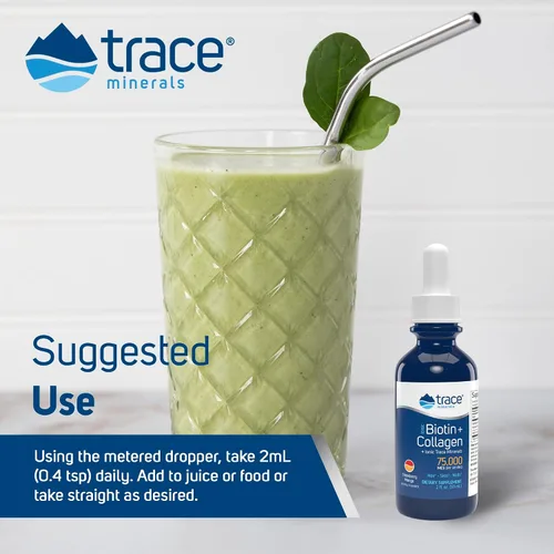 Vista 6 de Trace Minerals Biotina iónica líquida + colágeno 75,000mcg 2 oz Líquido