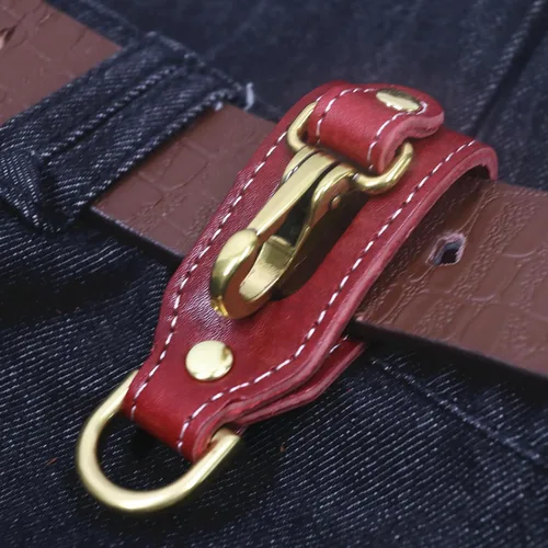 Vista 2 de Clip para llaves de cintura de cuero de grano superior hecho a mano para hombres