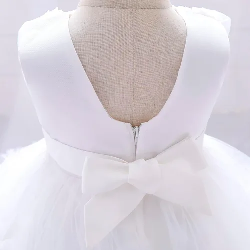 Vista 6 de 3M-9T Vestido de flores para niñas de bebé, bordado Paqeant, vestidos de encaje de boda